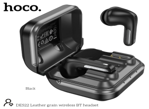 AUDIFONO DES22 AURICULARES BLUETOOH INALAMBRICOS  CON PATRON DE CUERO NEGRO