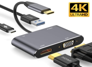 USB-C TO HUB PD HDTV + VGA + USB ADAPTER 4 IN 1