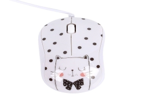 MOUSE HALION HA-M202 DISEÑO GATO BLANCO