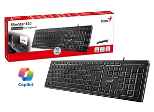 TECLADO GENIUS  SLIMSTAR  820 RETROILUMINADO  AL COPILOT  USB  SP BLACK