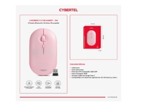 LIVORNO 3 PINK  CYB M502B MOUSE BT WIFI RECARGABLE CYBERTEL