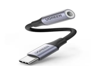 UGREEN USB-C TO 3.5MM  M/F CABLE ALUMINUM  SHELL WITH  BRAIDED 10CM (SPACE GRAY) AV161