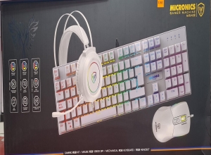 KIT GAMER MIRAGE WHITE MIC GTX2003-3W TECLADO+MOUSE +AURICULAR MICRONICS