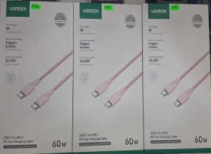 UGREEN USB-C TO USB -C  PD FAST CHARGING BRAINDED  CABLE  3  MAX  1M PINK 3544 1 L 501