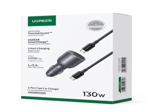 UGREEN 55511 130W 3-PORT FAST CAR CHARGER SET  EC705