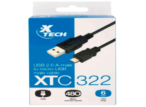 XTECH USB CABLE USB TYPE C MALE TO MICRO USB A 2.0 MALE 6 FT
