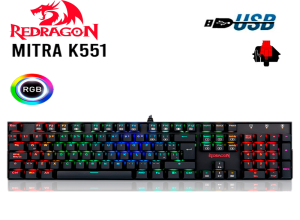 K551RGB TECLADO REDRAGON MITRA BLACK SPANISH RED SWITCH