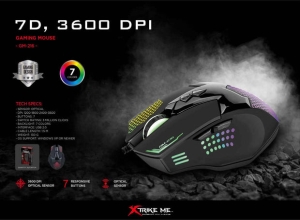 MOUSE  XTRIKE GM-216  BLACK CABLE